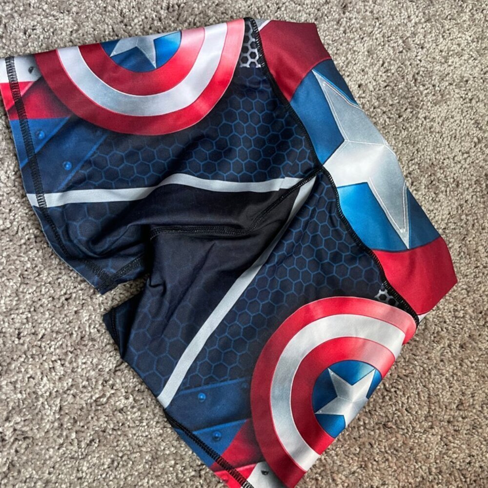 BOOTY LEGGINGS CAPTAIN AMERICA SZ S MADE IN COLOMBIA BUTT LIFT TUMMY CONTROL - Picture 2 of 9